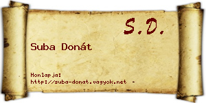 Suba Donát névjegykártya